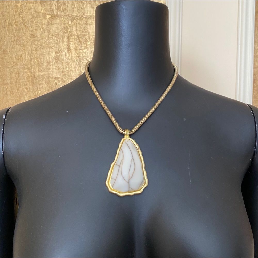Adolfo Dominguez gold with white stone necklace - Picture 1 of 6